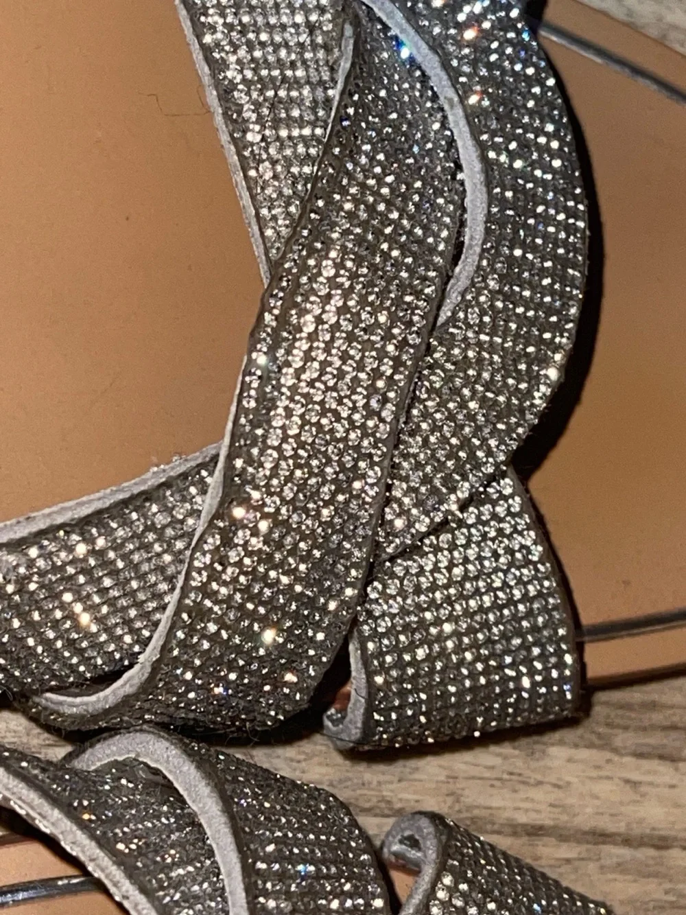 ALDO Silver Crystal Braided Slide Sandals